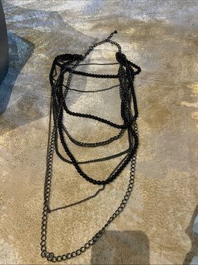 Gunmetal and black multi strand necklace